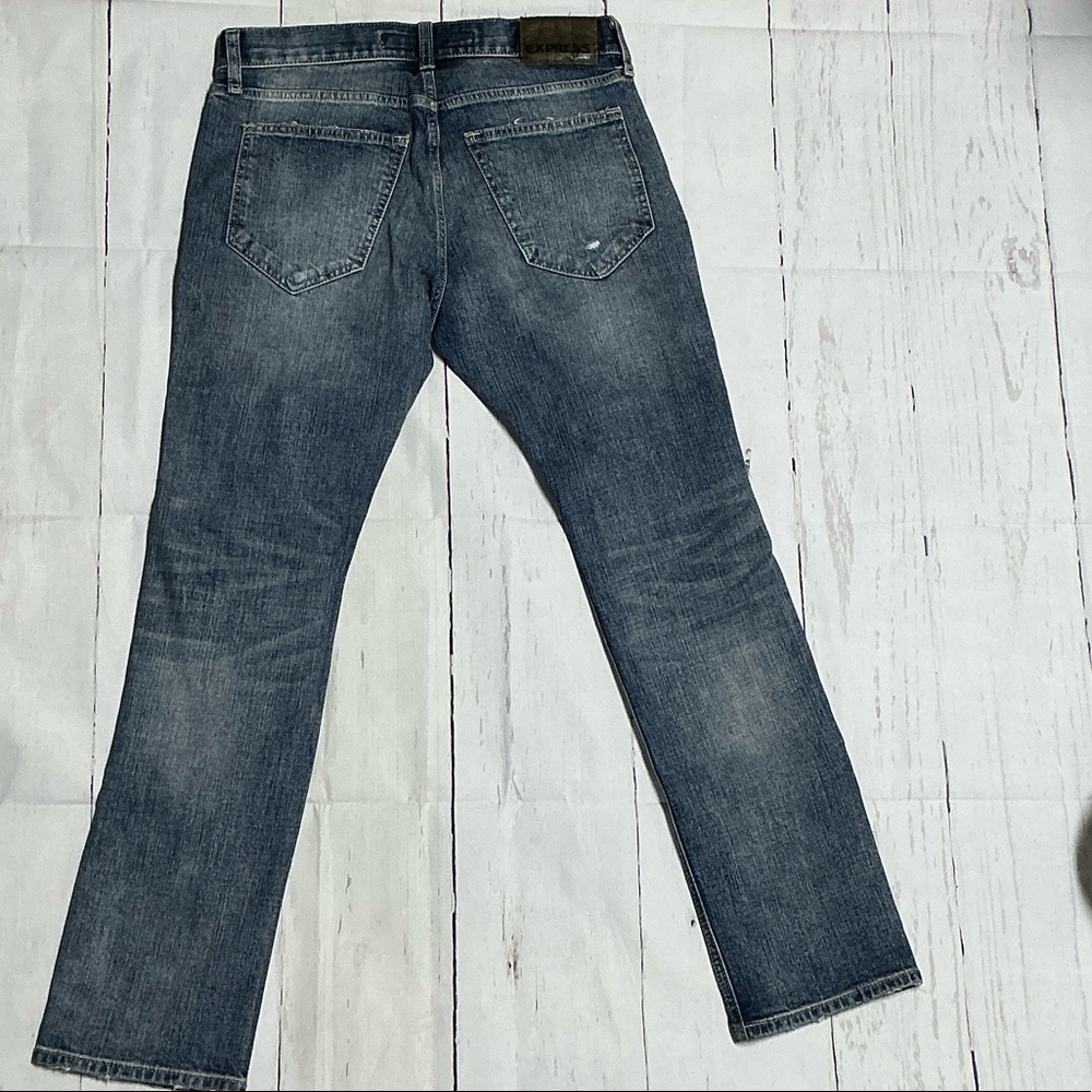 Express Men's Ripped Blue Jeans - Picture 3 of 4